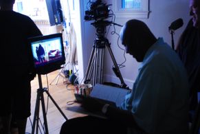 Director Shuaib Mitchell on the Set of Nocturnal Agony
