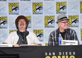Mike B. Anderson and David Silverman at an event for The Simpsons (1989)