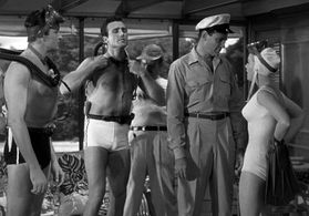 Jeff Morrow, Gregg Palmer, Rex Reason, and Leigh Snowden in The Creature Walks Among Us (1956)