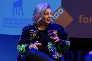 D.W. Waterson speaking at Nederlands Film Festival as special guest