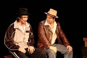 (L-R) Actors Jeff Adler and Jason Paul Field in a performance of 