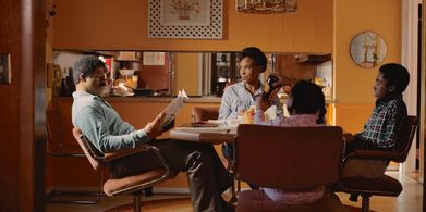 Arnell Powell, Karen Ceesay, Caleb McLaughlin, and Priah Ferguson in Stranger Things (2016)