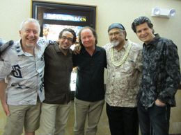 Richard Ford, Dondi Bastone [music supervisor], Jay Junker [musicologist], Cyril Pahinui [musician] and Jeff Peterson {m