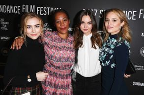 Maggie Betts, Dianna Agron, Liana Liberato, and Maddie Hasson at an event for Novitiate (2017)