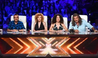 Ludmila Diakovska, Magarditch Halvadjian, Sanya Armutlieva, and Kristiyan Talev in The X Factor Bulgaria (2013)