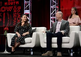 Mike Royce and Gloria Calderón Kellett at an event for One Day at a Time (2017)