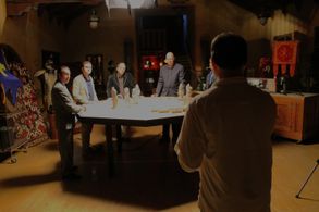 William Martens directing the on-camera experts for the roundtable segments of the epic historical documentary 