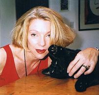 Betty and her cat Dopey from her book, THE CAT WHO BARKS