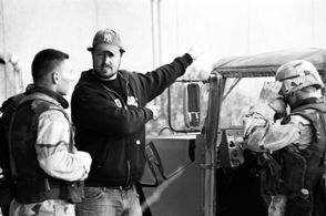 Sean Mullin (dir.) with Zach McGowan on set of SADIQ