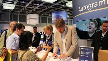 Saskia Fischer and Marc Zwinz signing autographs at Internationale Funkausstellung (Berlin Radio Show),Berlin 2013