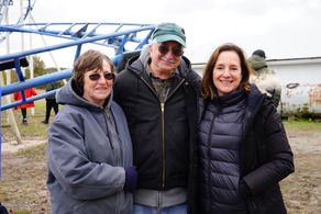 The set of ALL THE BRIGHT PLACES, 2018. Roller coaster designer John Ivers, Sharon Ivers, Paula Mazur.