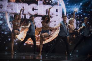 Vlad Kvartin, Britt Stewart, Robert Roldan, Morgan Larson, Hayley Erbert, and Artur Adamski in Dancing with the Stars (2