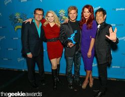 Grant Imahara, James Kerwin, Vic Mignogna, Michele Specht, and Kipleigh Brown at an event for Star Trek Continues (2013)