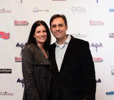 Tom on the red carpet premiere of Caped Crusader: The Dark Hours film with his assistant Stacey Corbett.