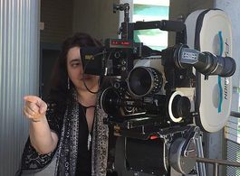 Cameo Wood on set of Real Artists with Panavision Millennium XL