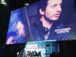 Isaac Ezban presenting his fourth film MAL DE OJO at a special screening on Autocinema Coyote (Mexico) with actors Paola