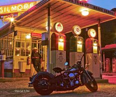 Paul Renteria as The Cowboy & his 1941 Harley-Davidson Knucklehead in David Uhl's painting 