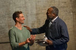 Benjamin Kanes with Frankie Faison, on set Assumption of Risk (2014)