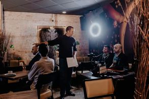 Director Brandon Rhiness on the set of The Hive