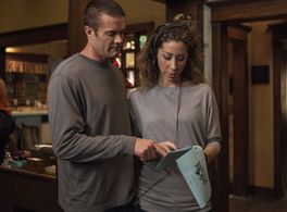 Melissa Kosar and Garret Dillahunt on the set of Raising Hope (