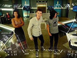 Grant Gustin, Candice Patton, and Carlos Valdes in The Flash (2014)