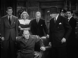 Trevor Bardette, Eddy Chandler, Carole Landis, Donald MacBride, Dennis O'Keefe, H.B. Warner, and Roland Young in Topper 