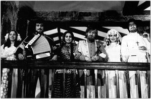 Shabana Azmi, Amitabh Bachchan, Parveen Babi, Rishi Kapoor, Vinod Khanna, and Neetu Singh in Amar Akbar Anthony (1977)