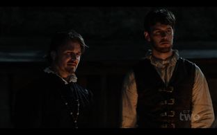 Jonathan Goad as Reverend John Knox, Ian Ronningen as Cory in Reign Season 4 - Playing with Fire