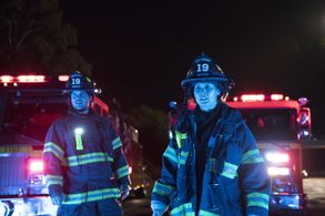 Jaina Lee Ortiz and Grey Damon in Station 19 (2018)