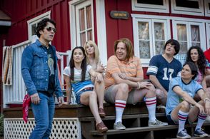 Michael Ian Black, Marguerite Moreau, Zak Orth, Paul Rudd, Michael Showalter, and Hannah Friedman in Wet Hot American Su