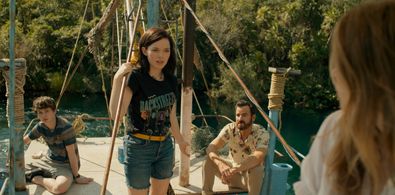 Justin Theroux, Logan Polish, and Gabriel Bateman in The Mosquito Coast (2021)