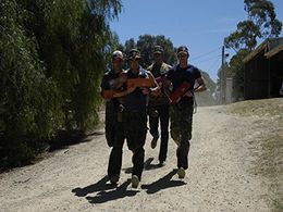 Luke Jacobz, Aaron Jeffery, Matt Passmore, and Dustin Clare in McLeod's Daughters (2001)