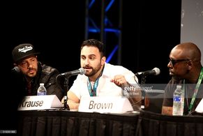 Nick Huff Barili, Joshua Krause, and Sleepy Brown speak onstage at 'Organized Noize: Tales from the ATL' during the 2016