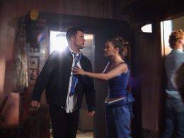 Sam (Kristy Wright),tries to calm Mark (Damen Stephenson),in 'Enemies Closer'