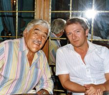 with Mario Adorf, filming 