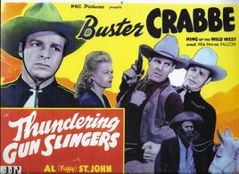 Buster Crabbe, Frances Gladwin, Kermit Maynard, and Al St. John in Thundering Gun Slingers (1944)