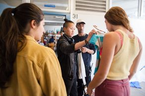 Ashley Heimbach on set of 'Aye Boy'