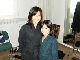 Kylie (Young Kiriko) and Anna Sawai (Teen Kiriko) on the set on Ninja Assassin.