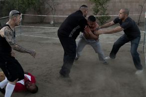 Nick Tims, Yun Young, Mario Loya, Donald A. Perez, and Sal Cartagena in Tough Guy (2023)