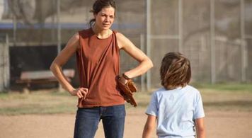 Actors Michelle Monaghan and Jimmy Bennett on set of James Mottern's drama TRUCKER