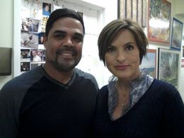 Brian Keith Allen (Ice-T Stunt Double) and Mariska Hargitay on the set of 'Law & Order Special Victim Unit'.