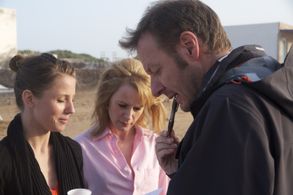 Iben Hjejle, Tva Novotny & Oystein Karlsen on the set of Dag in Marocco