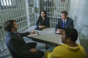 Philip Winchester and Monica Barbaro in Chicago Justice (2017)