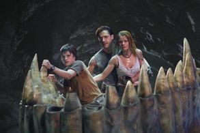 Brendan Fraser, Josh Hutcherson, and Aníta Briem in Journey to the Center of the Earth (2008)