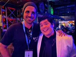 At SDCC 2022 with Harvey Guillen