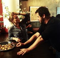 Sean Mullin and Sara K. White on set of AMIRA & SAM