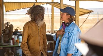 Catriona with David Gulpilil on the set of Satellite Boy.