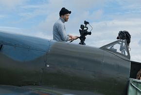 Ian Higgins on the set of the Shamrock Spitfire