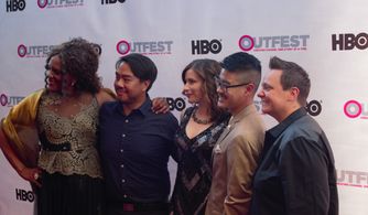 Shaun Landry, producer David Au, Shaela Cook, Scott Keiji Takeda and Michelle Ehlen at Outfest 2015 for S&M Sally