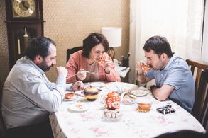 Evgenia Dodina, Daniel Styopin, and Gera Sandler in Sovietzka (2023)